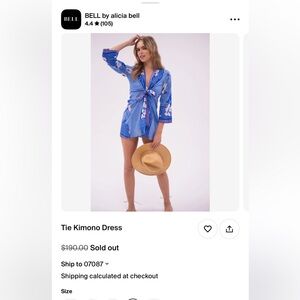 Blue Floral Tie Kimono Dress